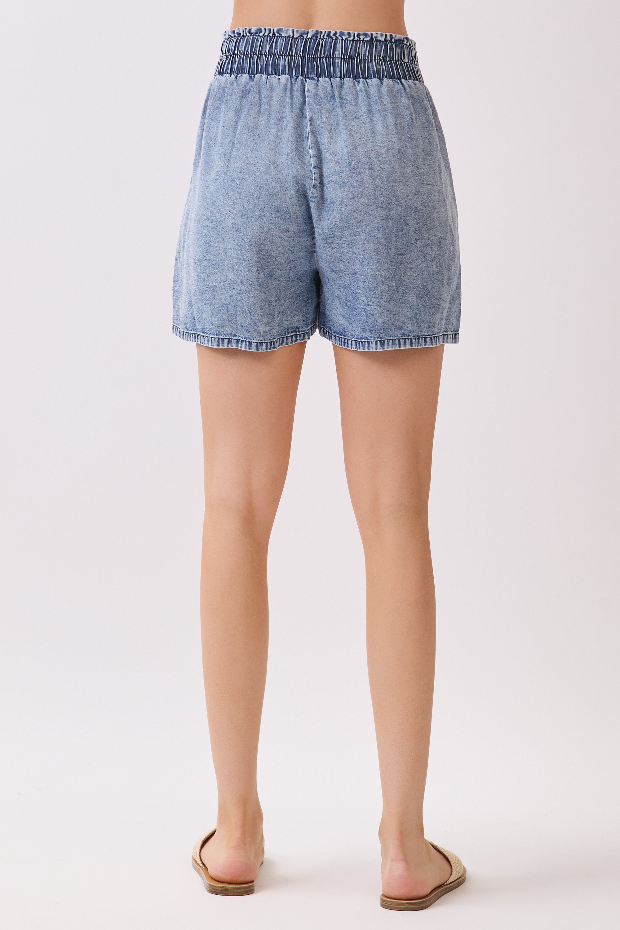 Soft wash denim shorts