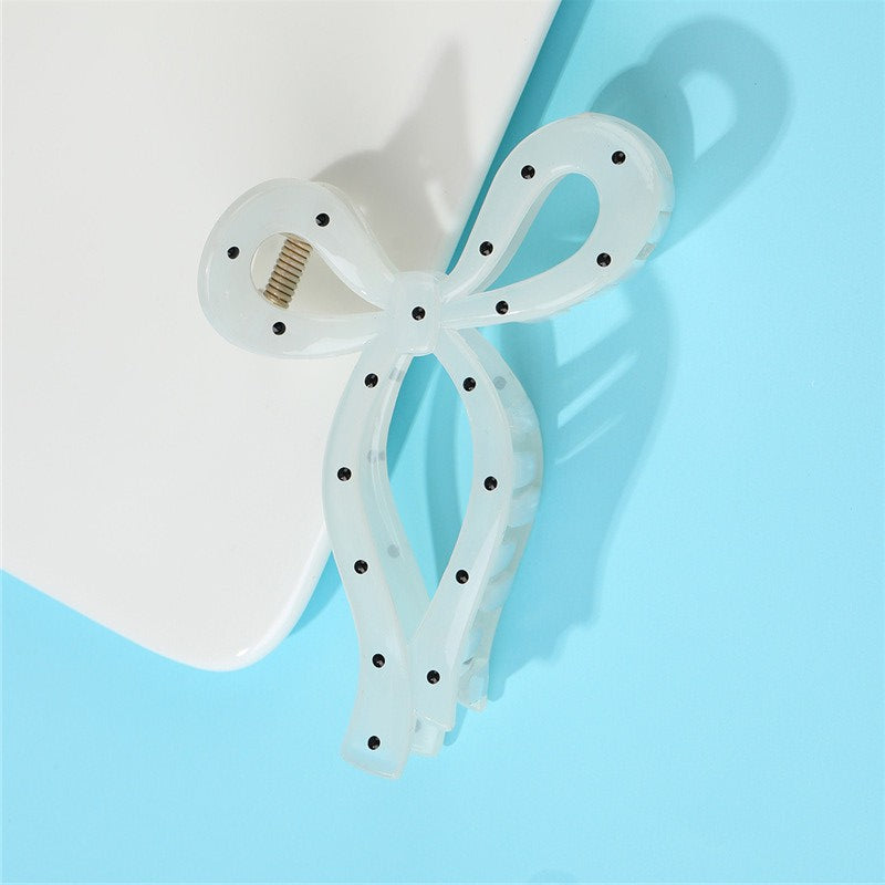 Polka dot bow claw clip